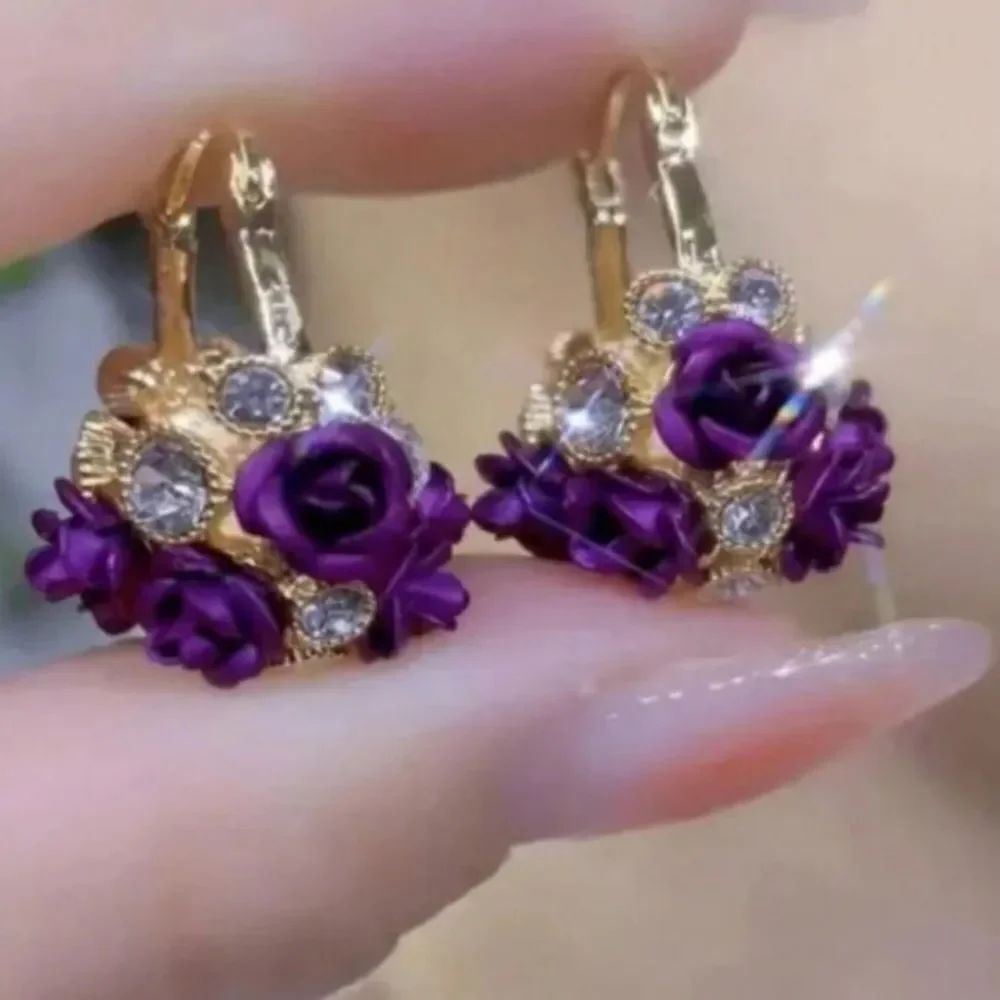3for$20 1pair Women's Crystal Flower Basket Clip On Earrings